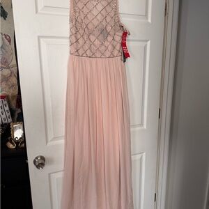 Adrianna Papell Blush Beaded Maxi Dress